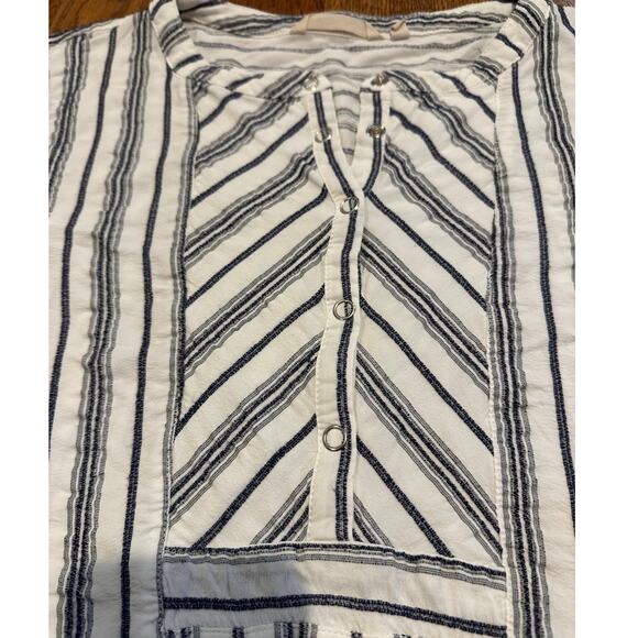 Soft Surroundings Women's Long Sleeve Blue/White Striped Tunic Top Size Large - Picture 3 of 6